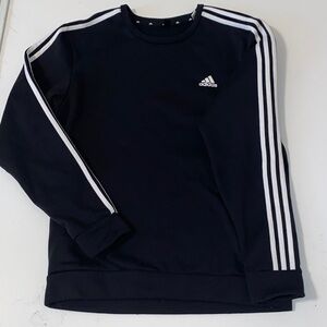 Adidas Men's Navy Crewneck Sweater with White Stripes